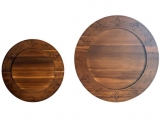 Handcrafted Custom-made Round Acacia Wood Carved Wall Decor Plates